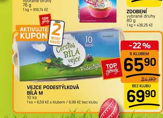 VEJCE PODESTÝLKOVÁ BÍLÁ M 10 ks