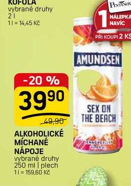 ALKOHOLICKÉ MÍCHANÉ NÁPOJE vybrané druhy 250 ml