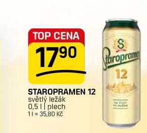 STAROPRAMEN 12 světlý ležák 0,5l, plech