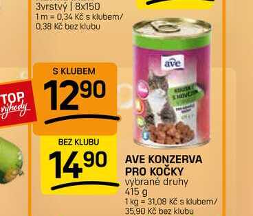 AVE KONZERVA PRO KOČKY vybrané druhy 415 g