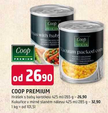 COOP PREMIUM Hrášek s baby karotkou 425 ml/265 g 