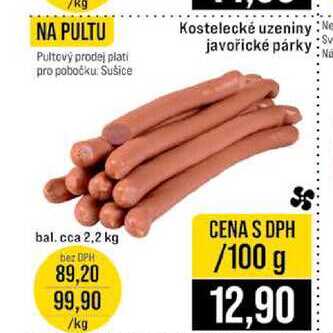 Kostelecké uzeniny javořické párky 100g