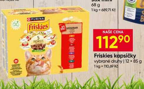 Friskies kapsičky vybrané druhy 12 × 85 g