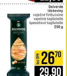 Delverde těstoviny vaječné fettuccine vaječné tagliatelle špenátové tagliatelle 250 g