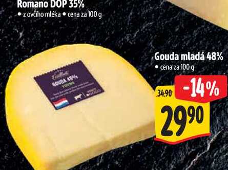  Gouda mladá 48%  100 g