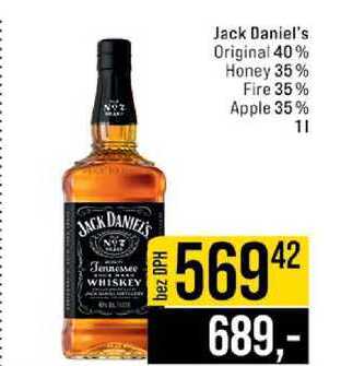 Jack Daniel's Original 40% Honey 35% Fire 35% Apple 35% 1l