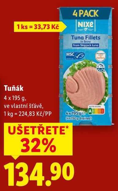 Tuňák, 4x 195 g