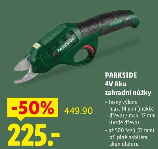 PARKSIDE 4V Aku zahradní nůžky