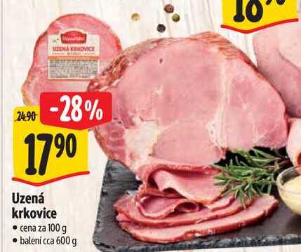 Uzená krkovice, cena za 100 g 