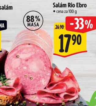 Salám Rio Ebro, cena za 100 g 
