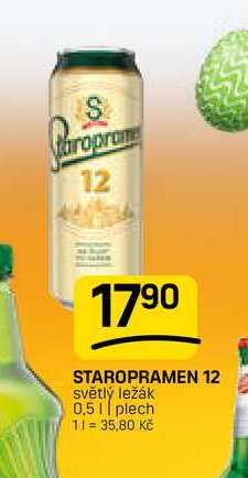 STAROPRAMEN 12 světlý ležák 0,51 plech 
