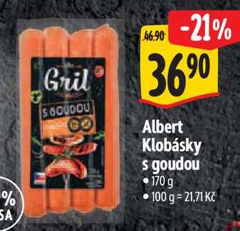 Albert Klobásky s goudou, 170 g
