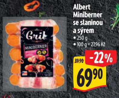 Albert Miniberner se slaninou a sýrem, 250 g
