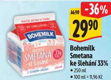 Bohemilk Smetana ke šlehání, 250 ml