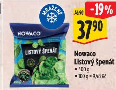 Nowaco Listový špenát, 400 g