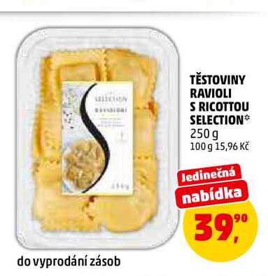 TĚSTOVINY RAVIOLI S RICOTTOU SELECTION, 250 g 