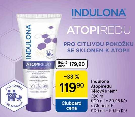 Indulona Atopiredu Clubcard cena Tělový krém, 200 ml 
