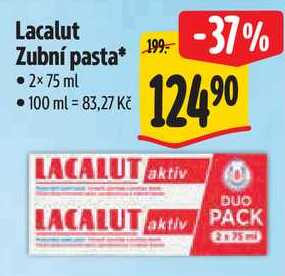 Lacalut Zubní pasta, 2x 75 ml