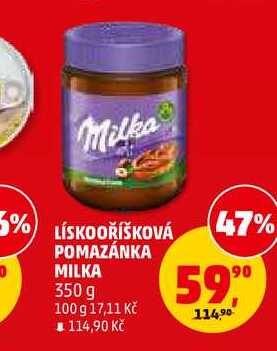 LÍSKOOŘÍŠKOVÁ POMAZÁNKA MILKA, 350 g