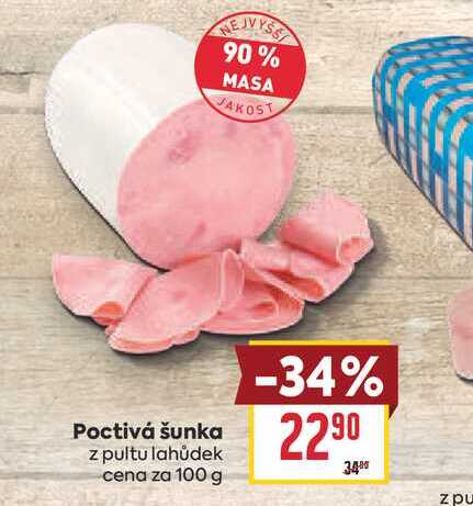 Poctivá šunka z pultu lahůdek cena za 100 g 