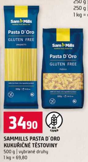 SAMMILLS PASTA D'ORO KUKUŘIČNÉ TĚSTOVINY 500 g 