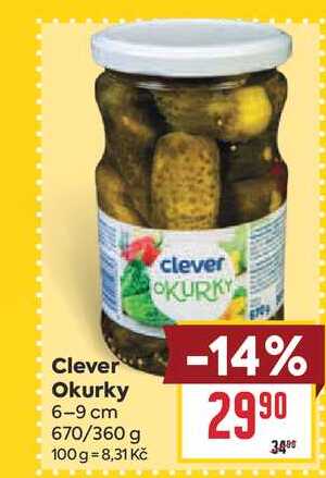 Clever Okurky 6-9 cm 670/360 g 