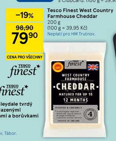 Tesco Finest West Country Farmhouse Cheddar, 200 g
