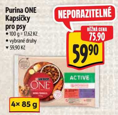 Purina ONE Kapsičky pro psy, 4x 85 g