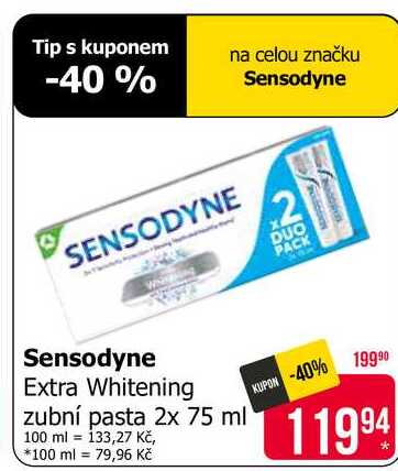 Sensodyne Extra Whitening zubní pasta 2x 75 ml 