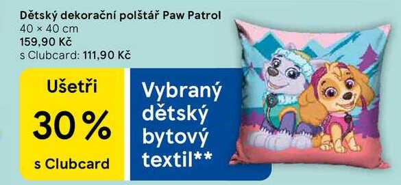 Dětský dekorační polštář Paw Patrol, 40 x 40 cm 