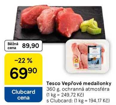 Tesco Vepřové medailonky, 360 g