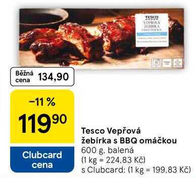 Tesco Vepřová Žebírka s BBQ omáčkou, 600 g