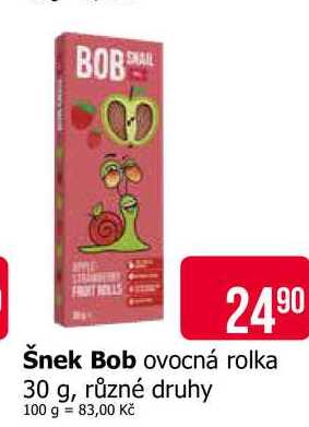 Šnek Bob ovocná rolka 30 g