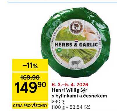 Henri Willig Sýr s bylinkami a česnekem, 280 g  