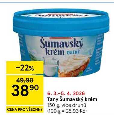 Tany Šumavský krém, 150 g, více druhů 