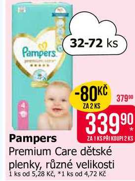 Pampers Premium Care dětské plenky, různé velikosti 32-72 ks