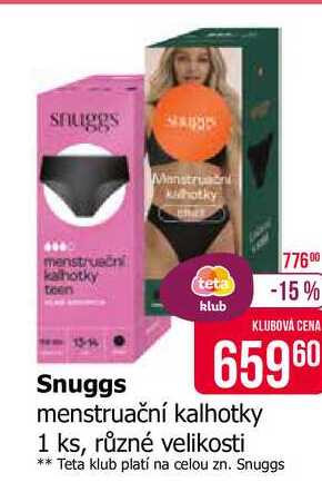 Snuggs menstruační kalhotky 1 ks, různé velikosti