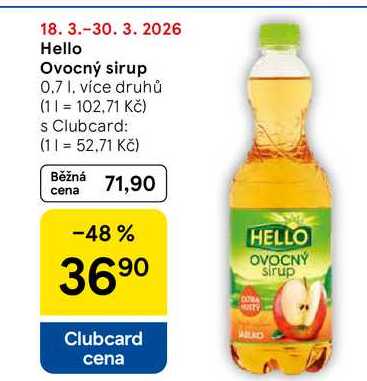 Hello Ovocný sirup, 0.7 l, více druhů 
