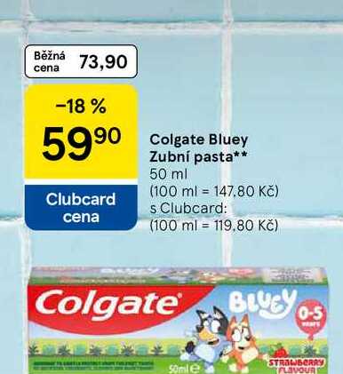 Colgate Bluey Clubcard cena Zubní pasta, 50 ml  