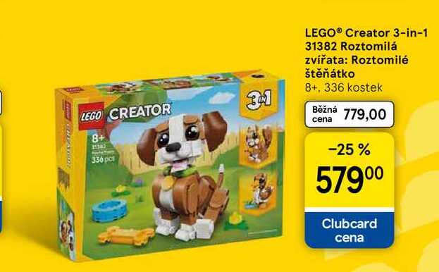 LEGO® Creator 3-in-1 31382 Roztomilá zvířata: Roztomilé štěňátko 8+, 336 kostek