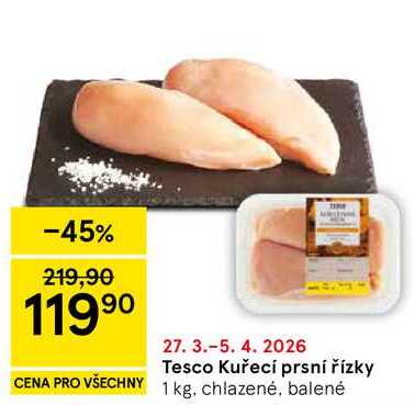 Tesco Kuřecí prsní řízky, 1 kg, chlazené