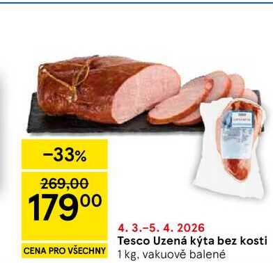 Tesco Uzená kýta bez kosti, 1 kg