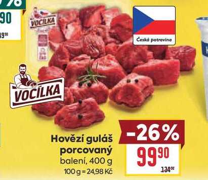 Hovězí guláš porcovaný balení, 400 g