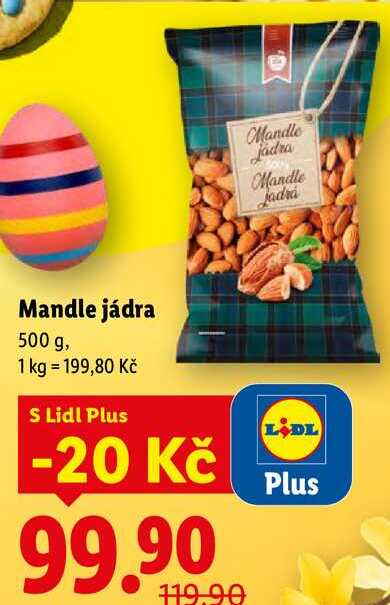 Mandle jádra, 500 g
