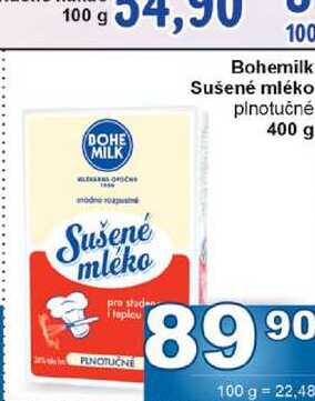 Bohemilk Sušené mléko plnotučné 400 g 