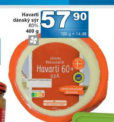 Havarti dánský sýr 60% 400 g