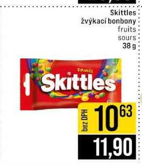 Skittles žvýkací bonbony fruits sours 38g