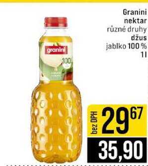 Granini nektar různé druhy džus jablko 100% 1l