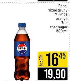 Pepsi různé druhy Mirinda orange 7up zero sugar 500 ml 