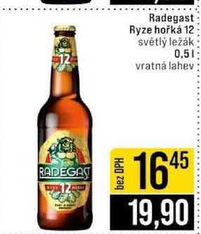 Radegast Ryze hořká 12 světlý ležák 0.5l